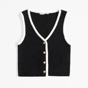 Abercrombie & Fitch Mara Crew Sweater Vest Black & White - Small